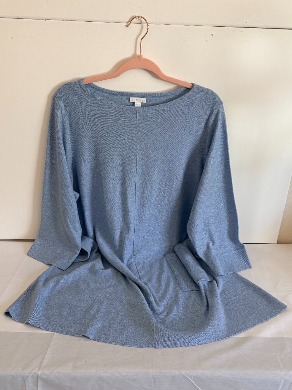 J Jill Light Blue Knit Dress Pocket Casual Soft Stretch Tunic Dress Size XL